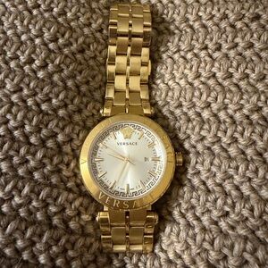 Versace Gold Timepiece with White Dial